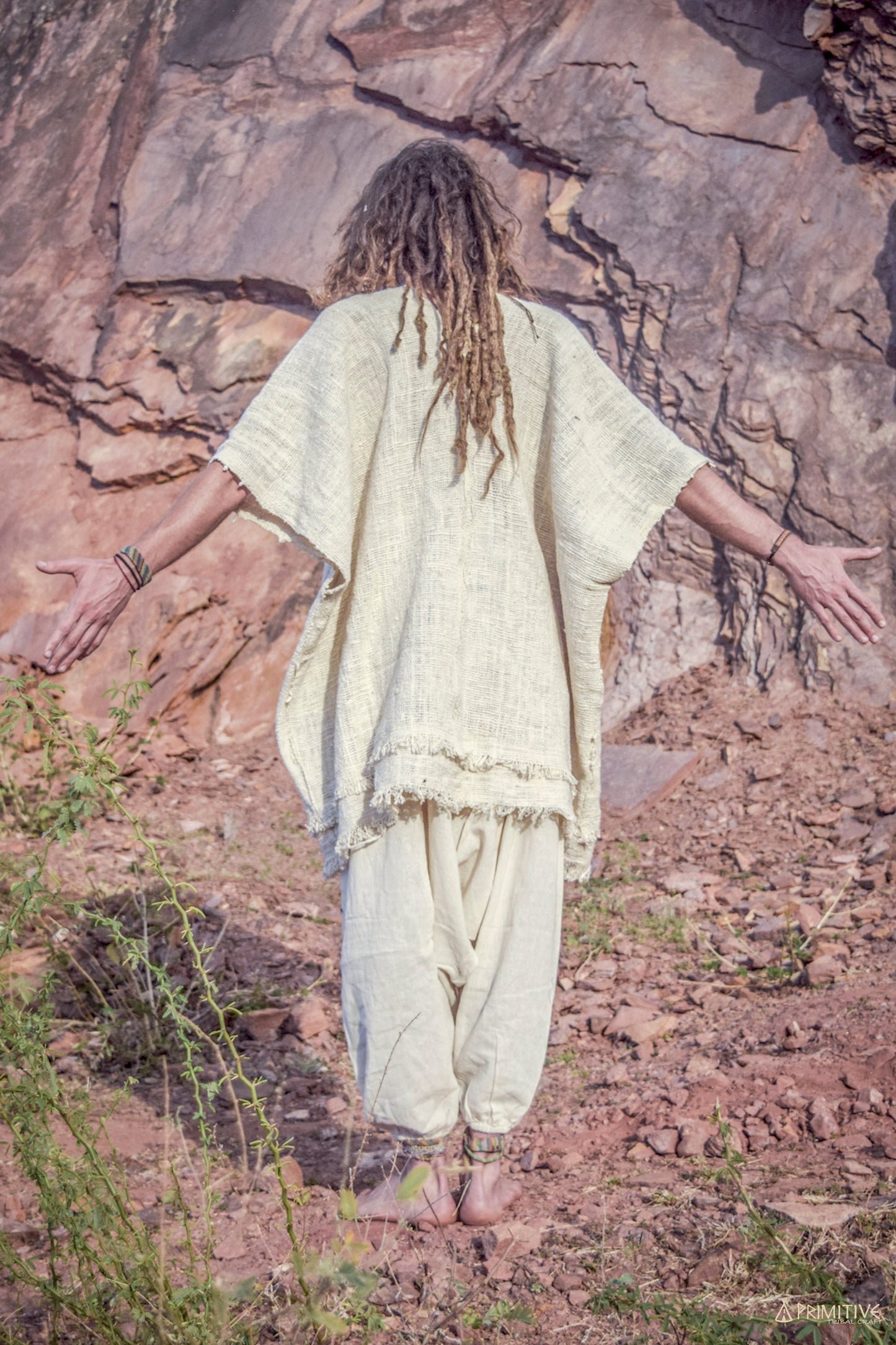 Frayed Raw Cotton Poncho