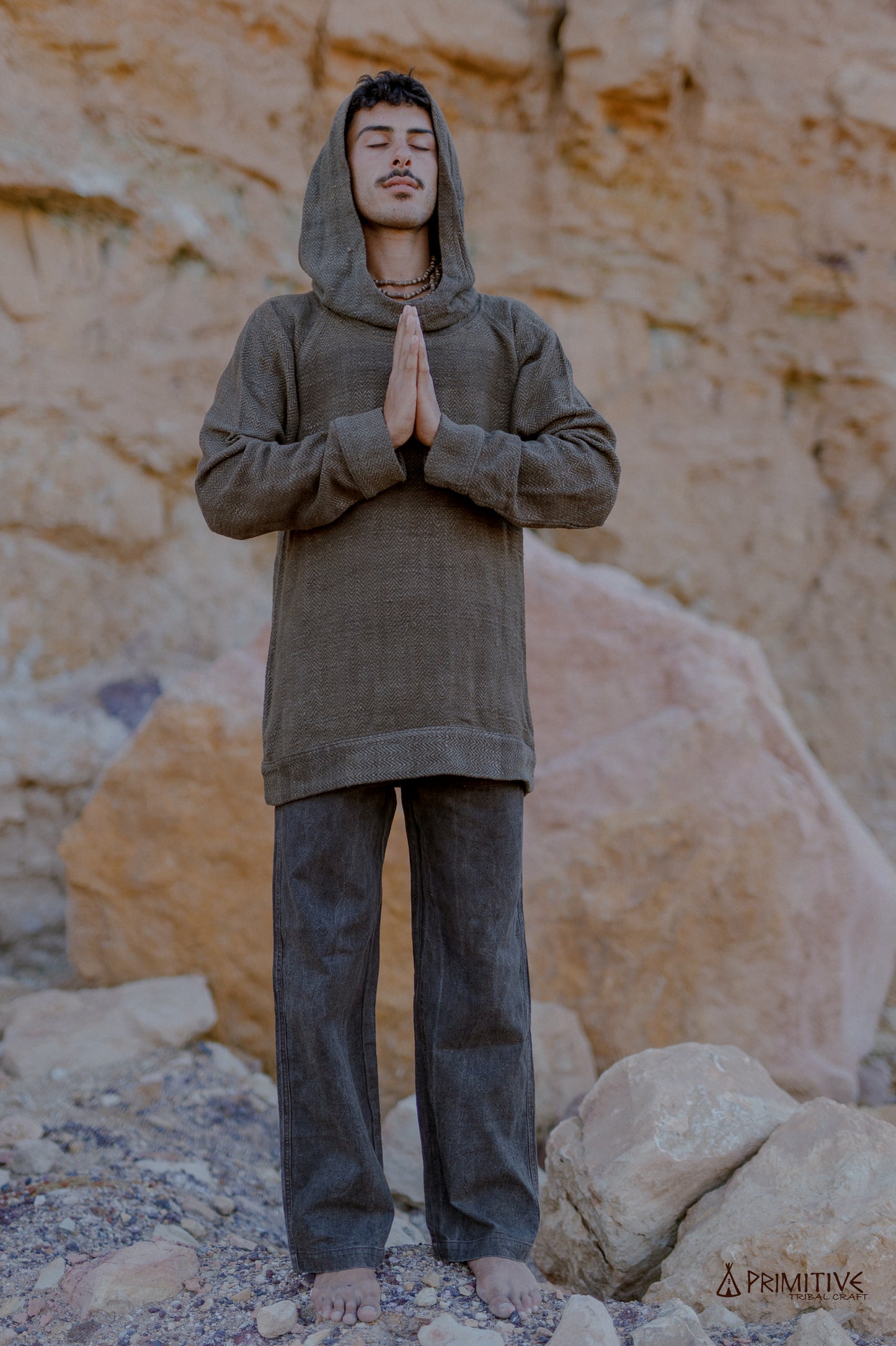 Earthy Hemp Outfit ⋙⋙ Hemp Wool Pullover + Straight Pants ⋙ Herbal Dye Brown