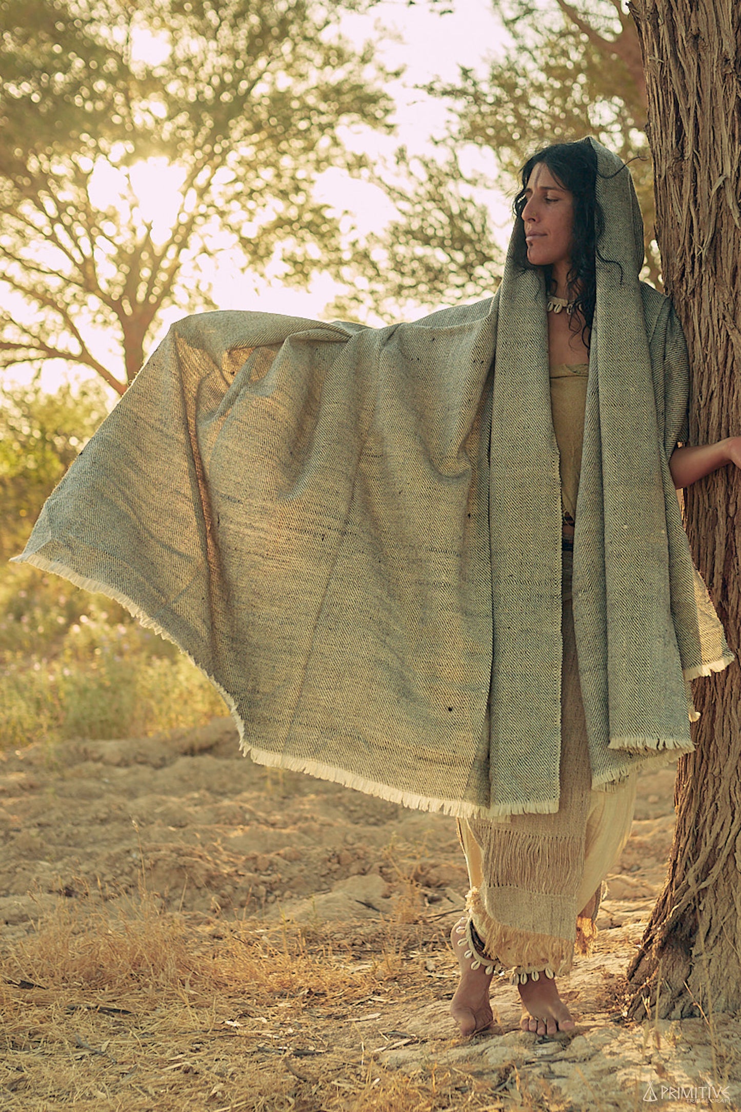 Large Khadi Wool Shawl >> Handwoven Blanket