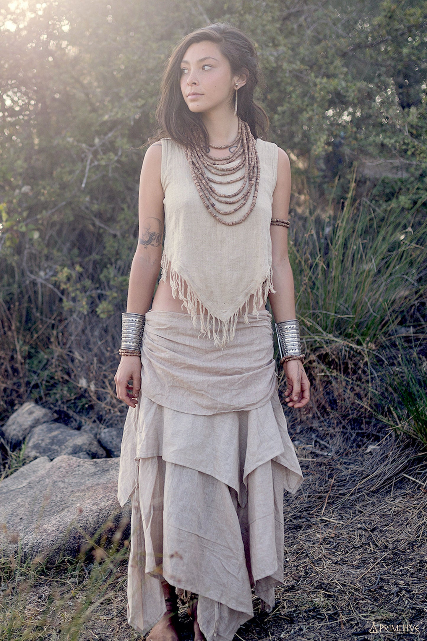 Earthy Pointy Outfit ⋙⋙ Frayed Pointy Top + Earth Layers Skirt ⋙⋙ Hemp & Cotton