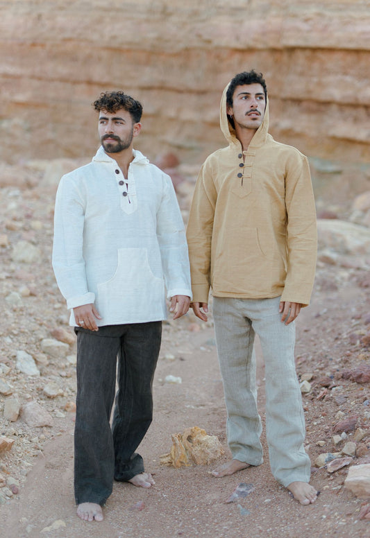 Pullover with Hoodie ⫸ Handwoven Khadi Cotton