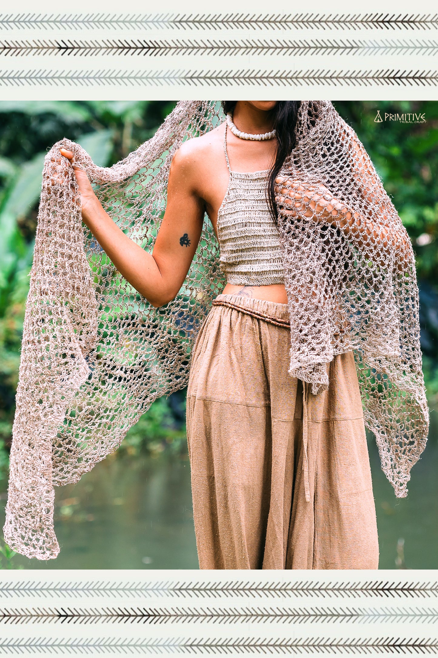 Large Knitted Nettle Shawl >> 100 % Wild Himalayan Nettle