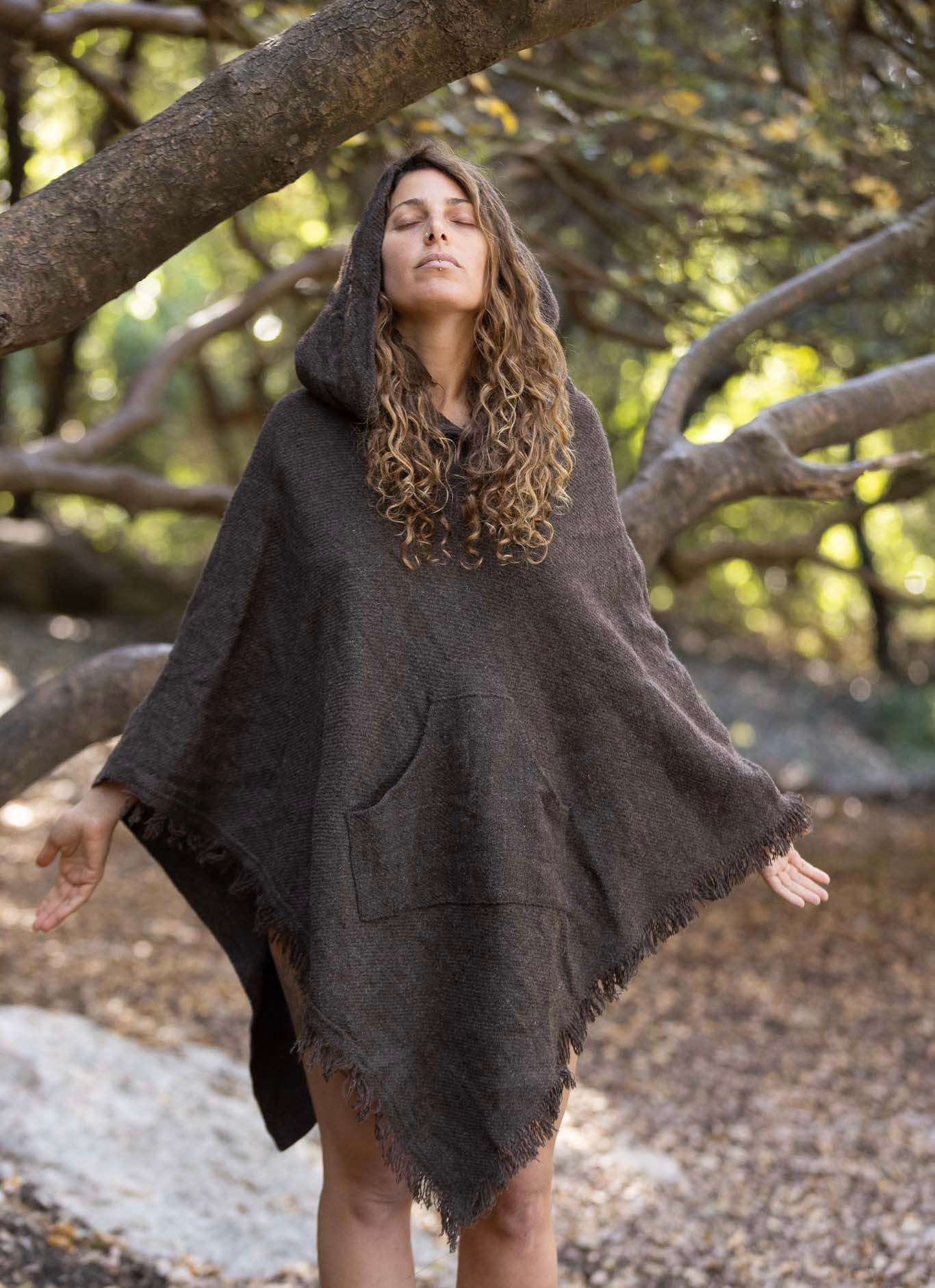 Wool Poncho with Hoodie ⋙ Unisex