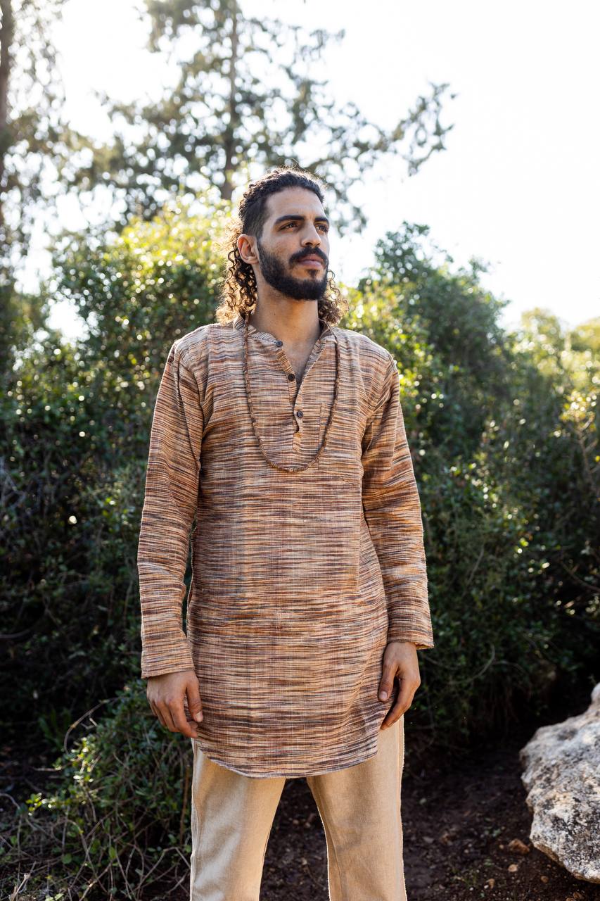 Traditional Long Kurta »» Handwoven Khadi Cotton