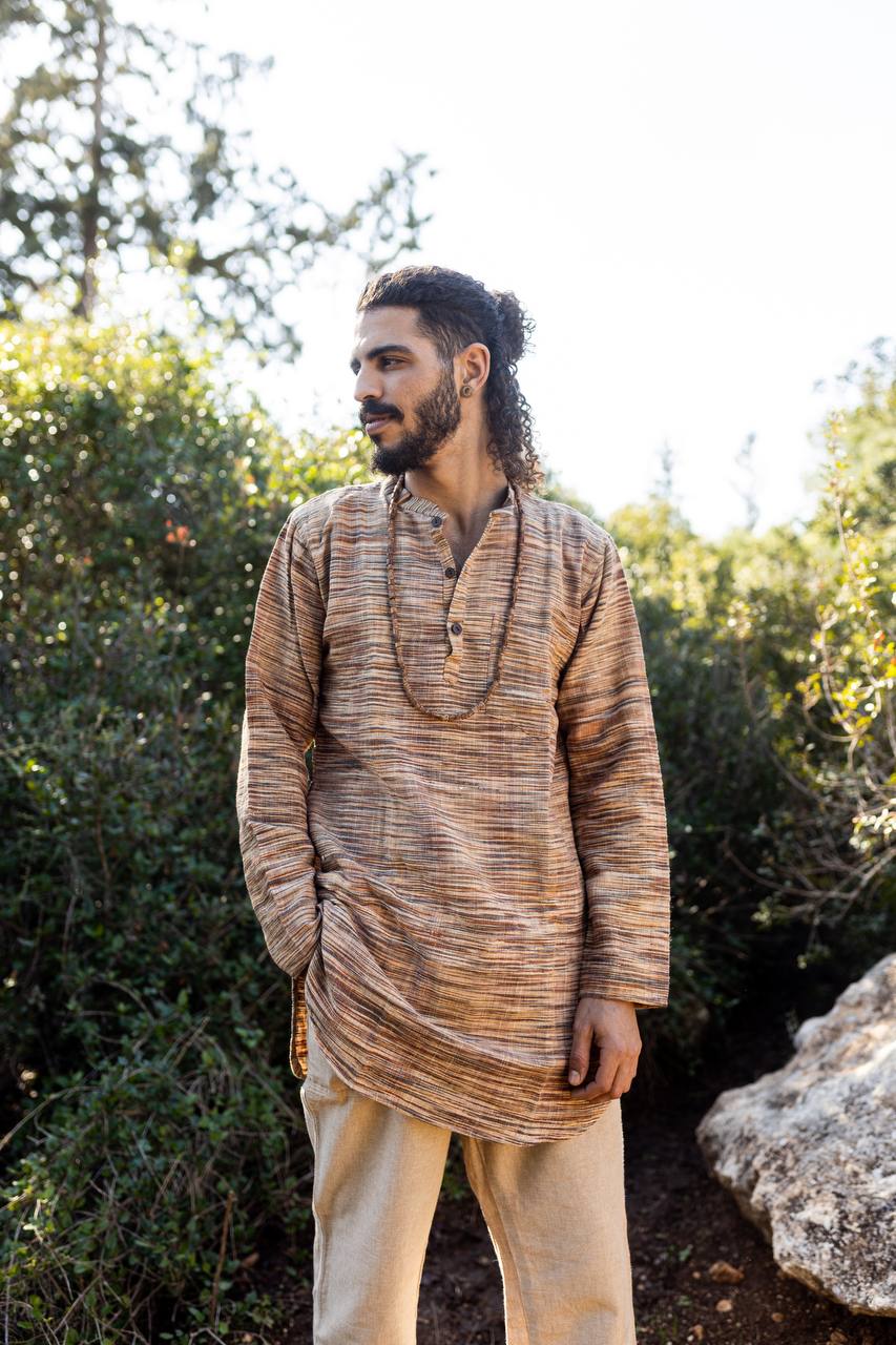 Traditional Long Kurta »» Handwoven Khadi Cotton