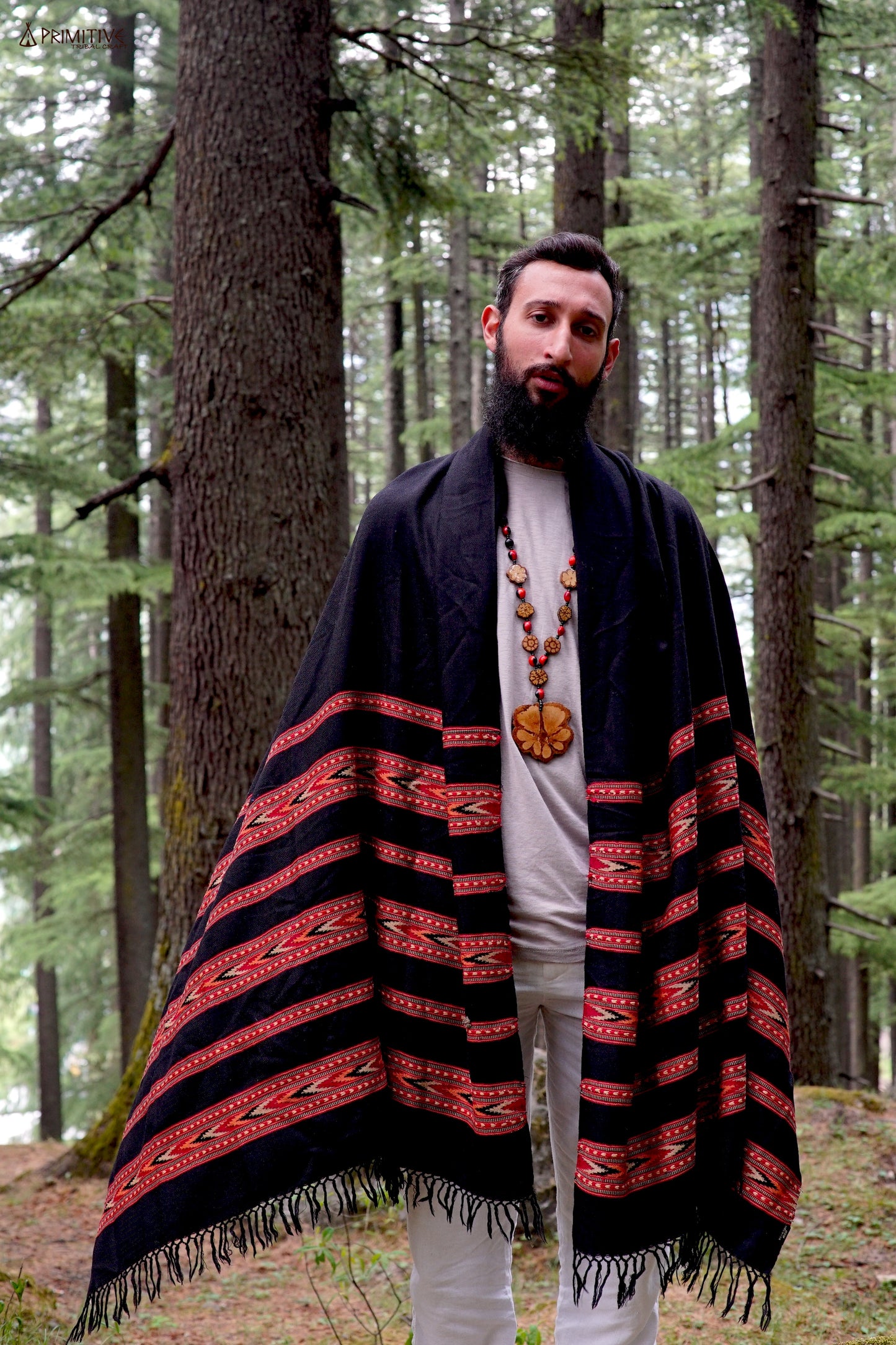 Kullu Shawl with Tribal Pattern ~ Pure Wool