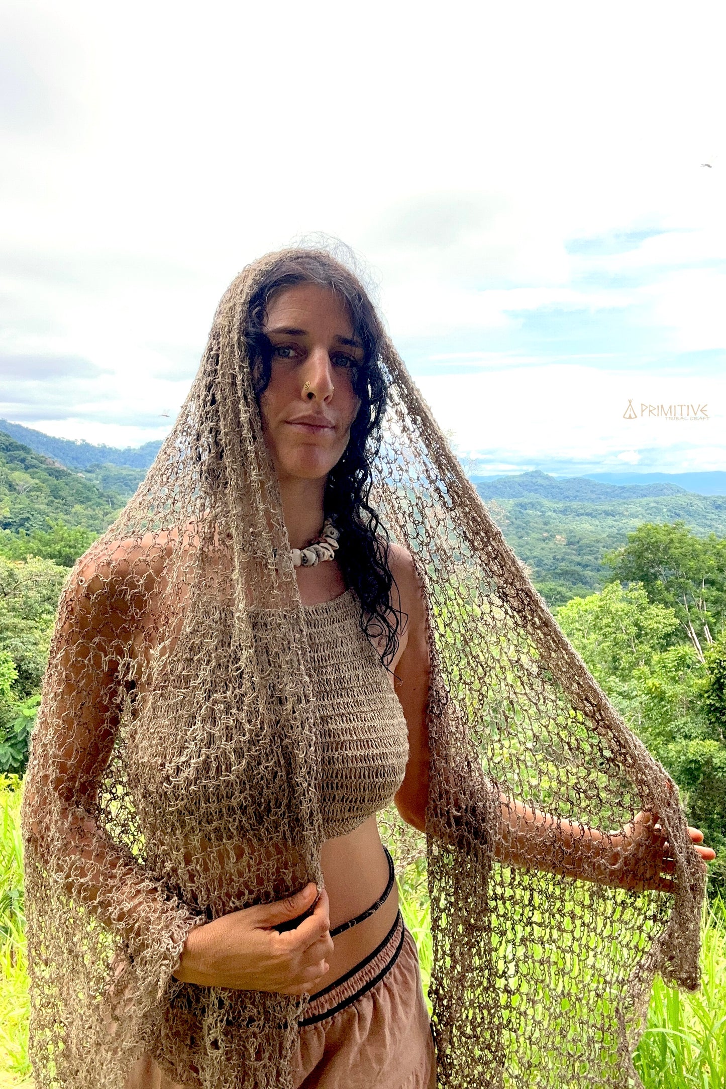 Large Knitted Nettle Shawl >> 100 % Wild Himalayan Nettle