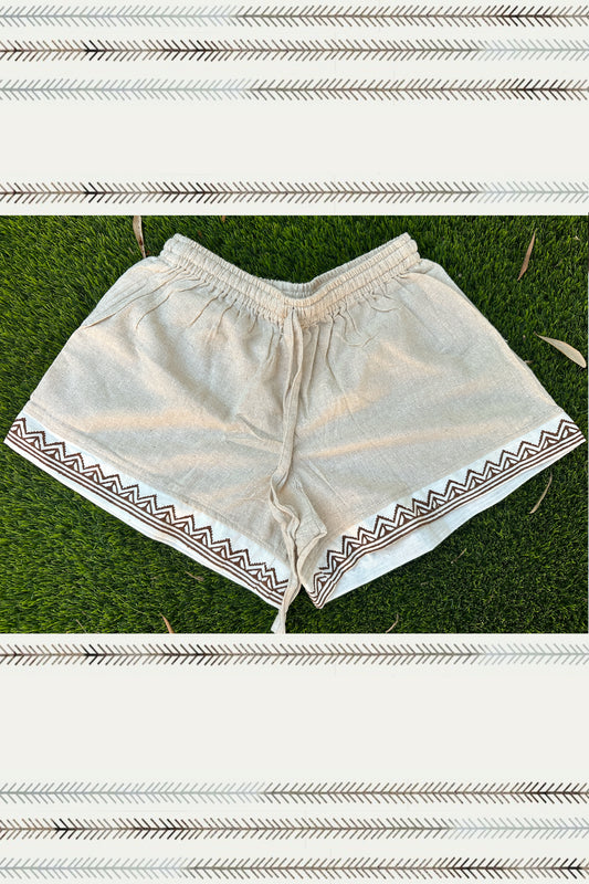 Tribal Shorts >> Hand Block Print >> Handwoven Raw Silk