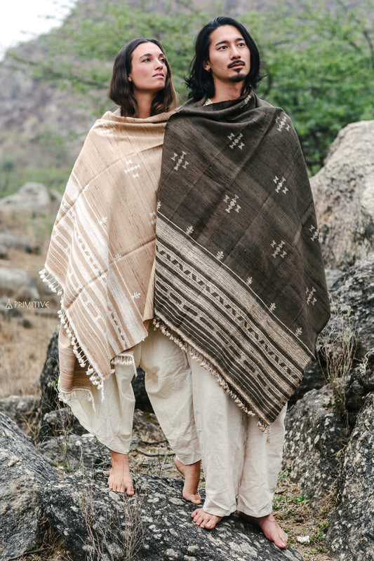 Gujarati Tribal Shawl ⋙ Handwoven Wool & Silk Shawl