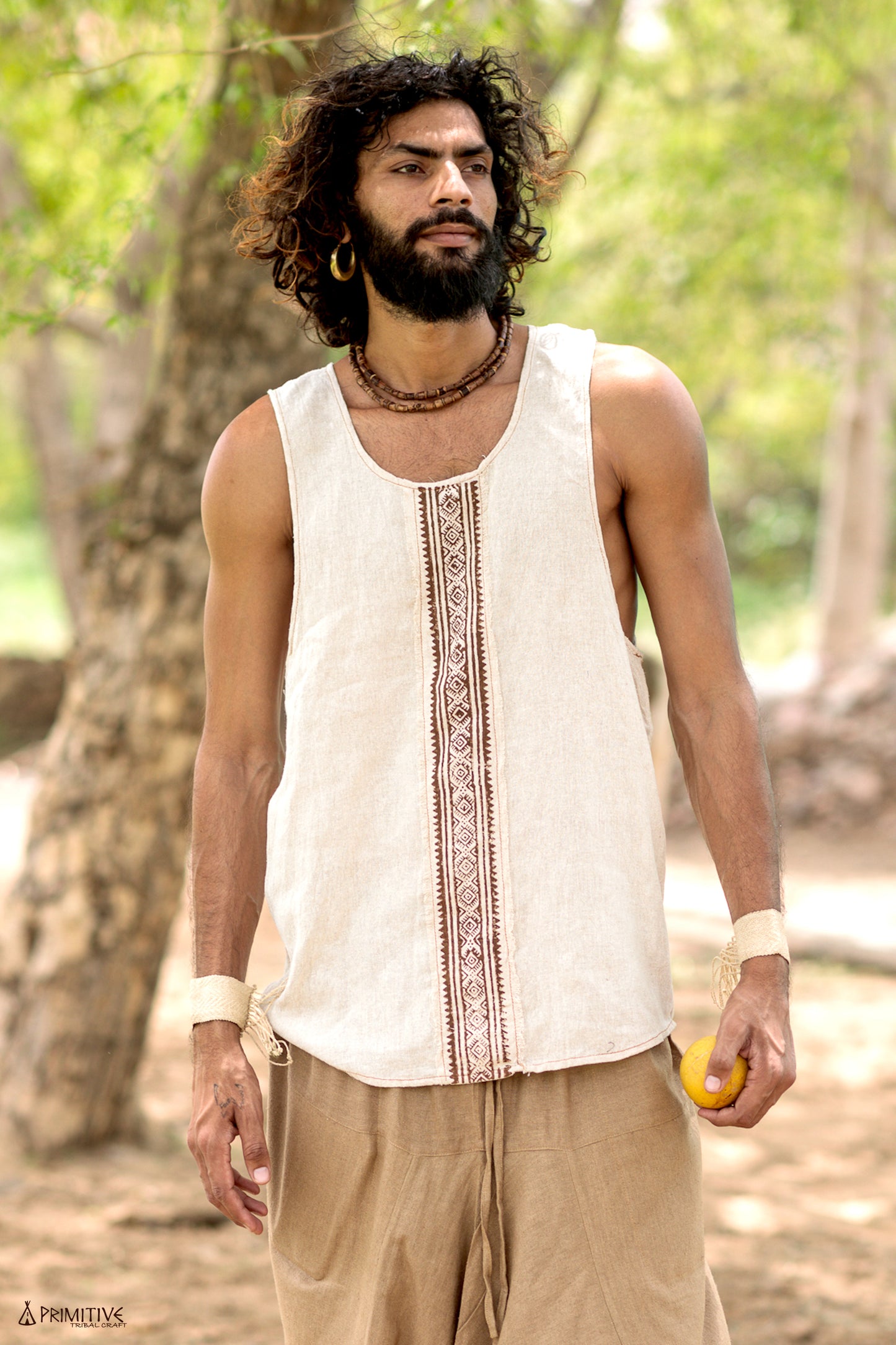 Malik Tank Top ⋗ Hand Block Print ⋖ Handwoven Raw Silk