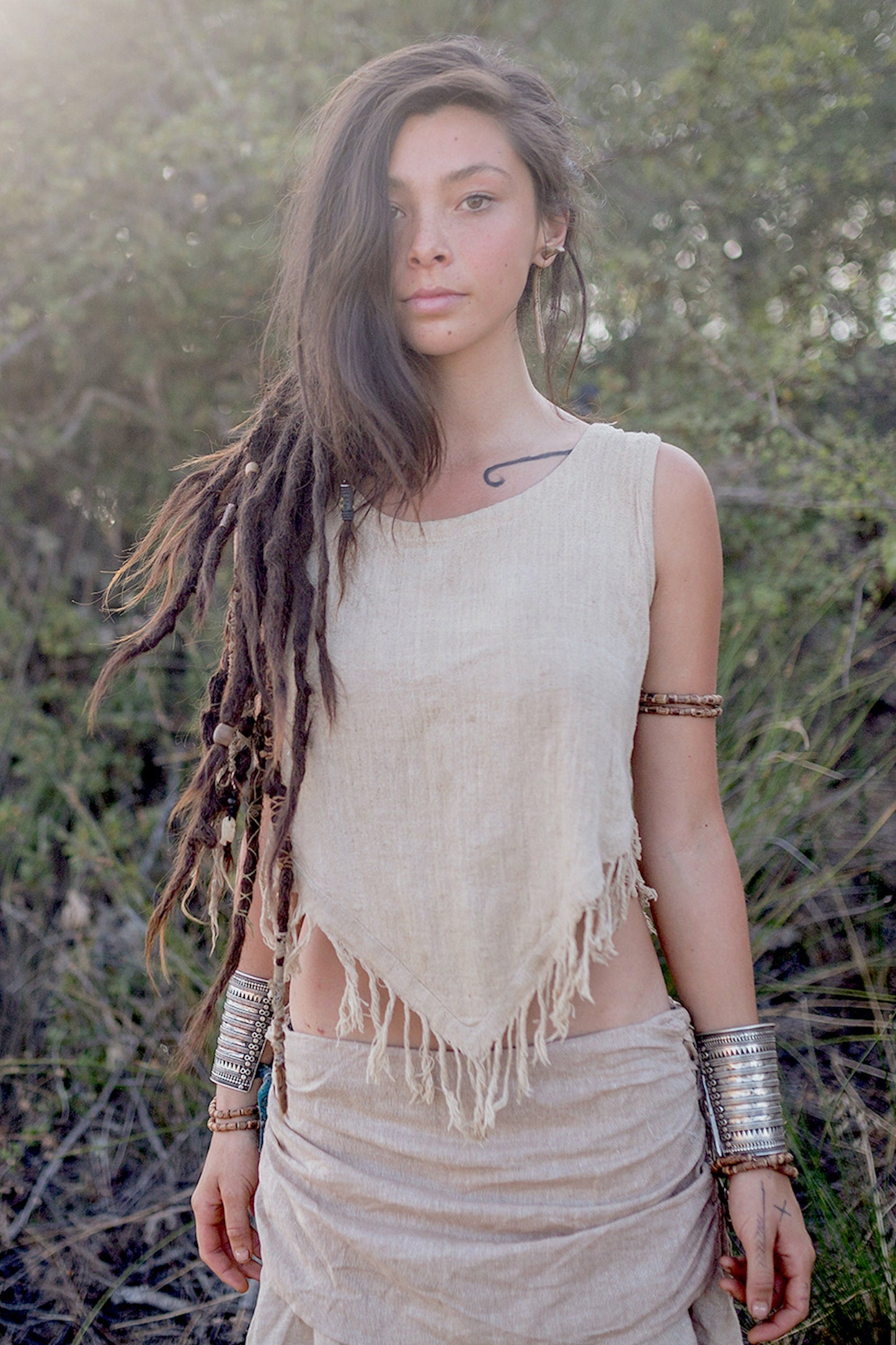 Earthy Pointy Outfit ⋙⋙ Frayed Pointy Top + Earth Layers Skirt ⋙⋙ Hemp & Cotton