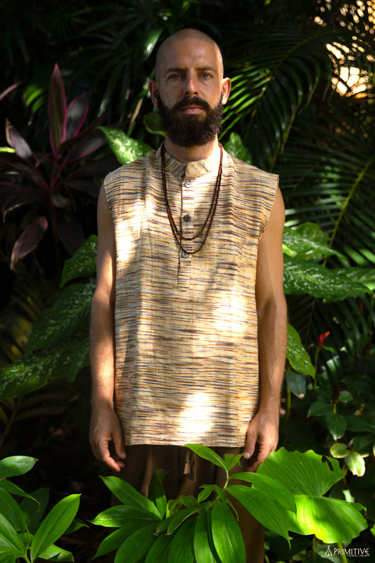 Short Sleeveless Kurta ⋙ Handwoven Khadi Cotton