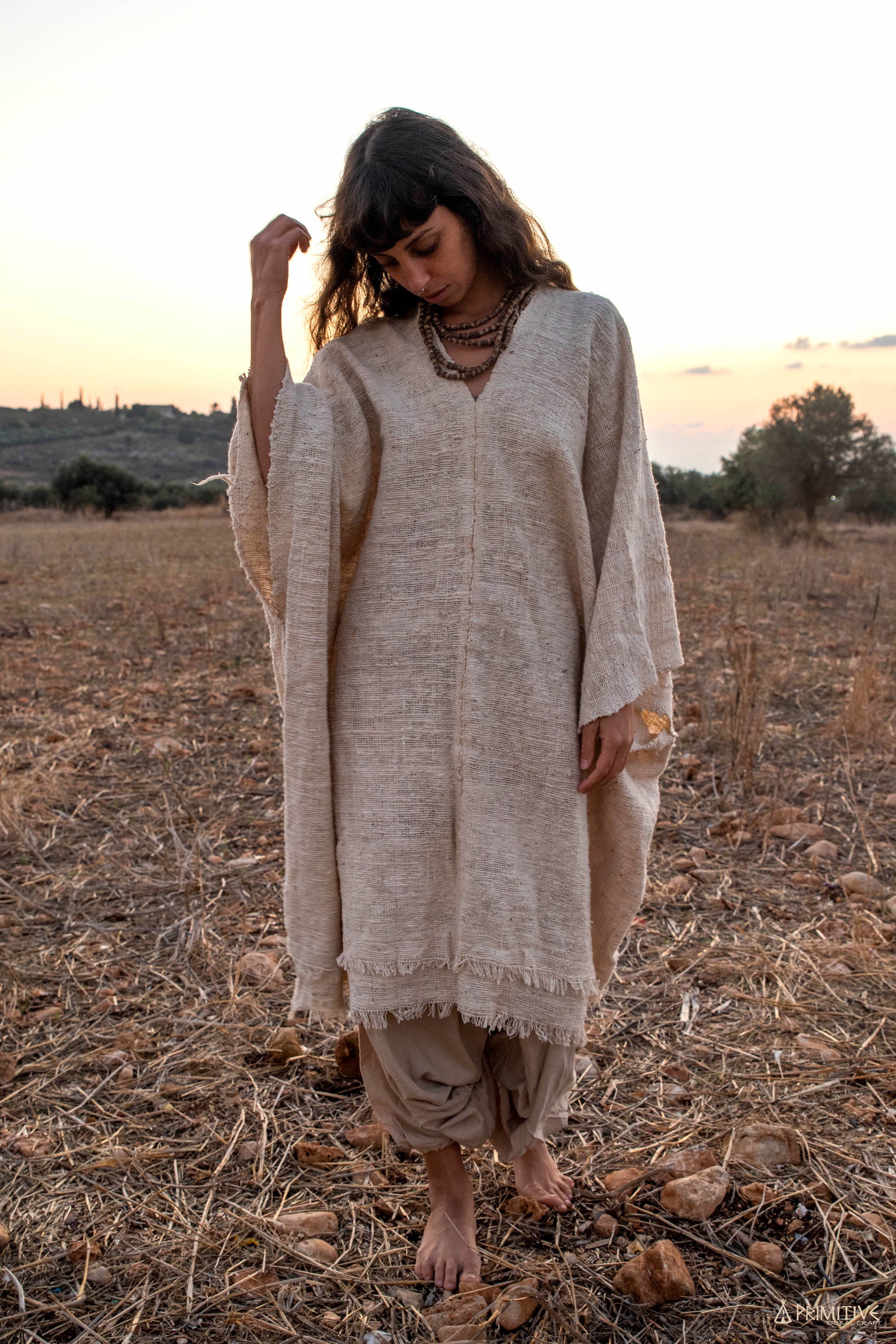 Frayed Raw Cotton Poncho – Primitive Tribal Craft