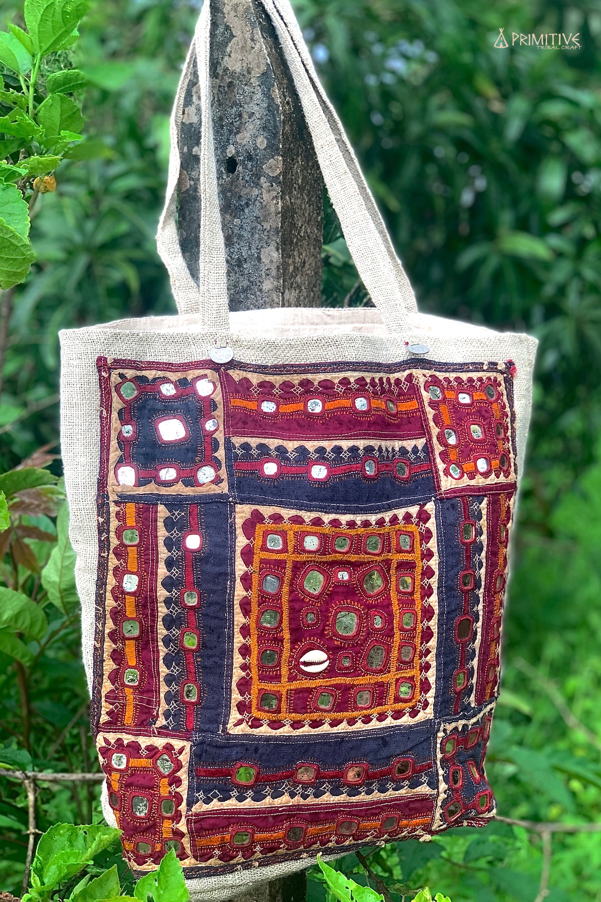 Hemp Bag with Banjara Patches & Traditional Hand Embroidery