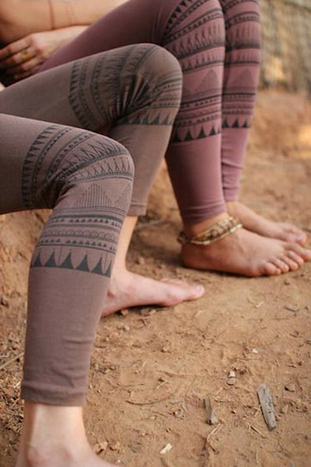 High Waisted Black Leggings / Front and Back Cut/hand Made/tribal